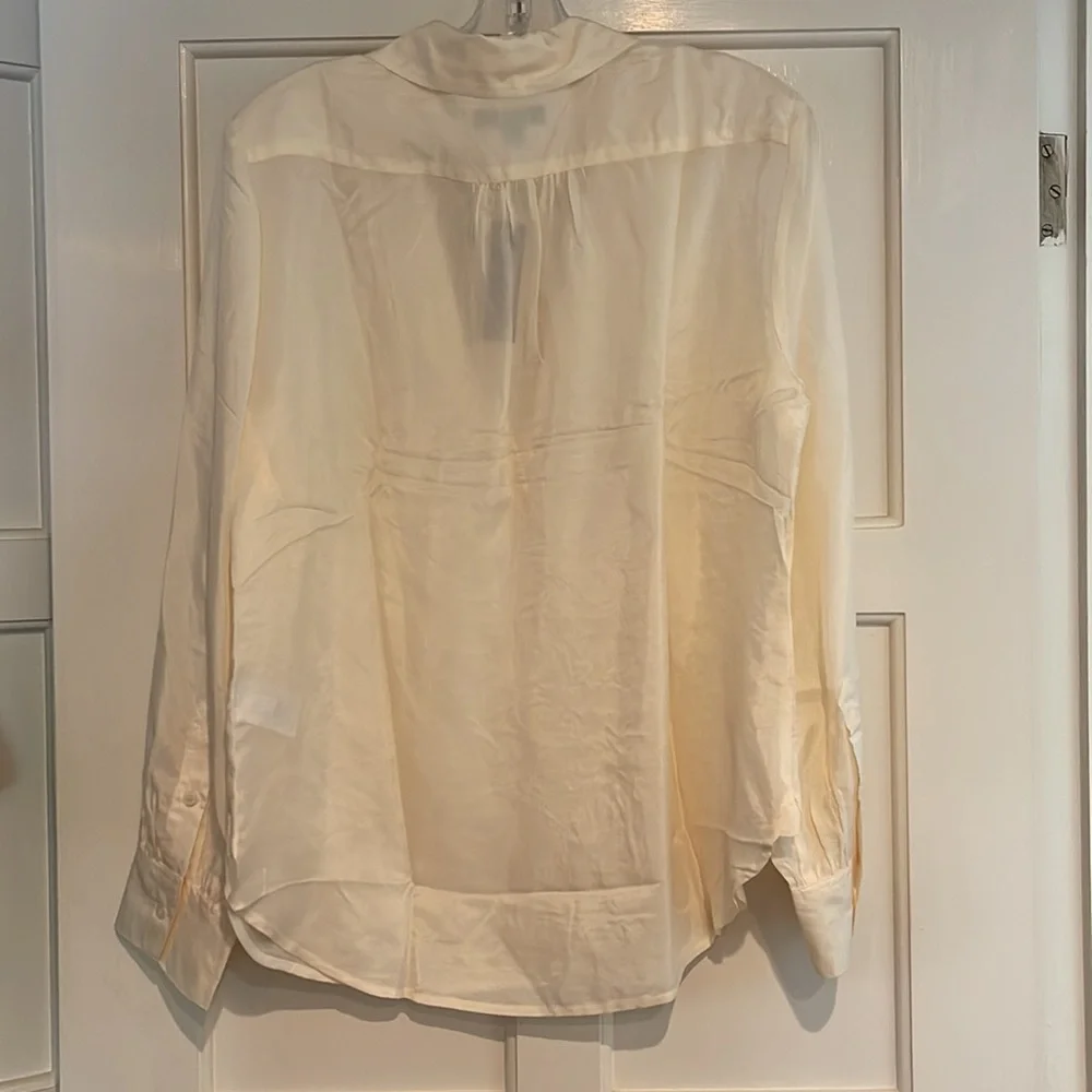 J.Crew Eco cupro-blend collared V-neck popover top BD789